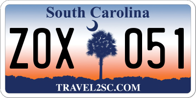 SC license plate ZOX051