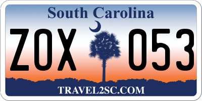 SC license plate ZOX053