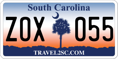 SC license plate ZOX055