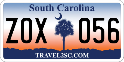 SC license plate ZOX056
