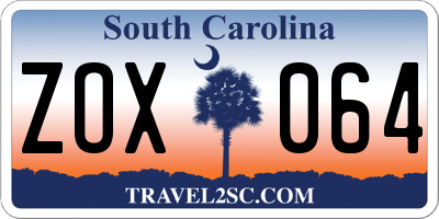 SC license plate ZOX064