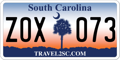SC license plate ZOX073