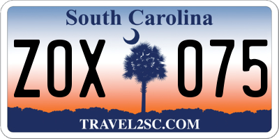 SC license plate ZOX075