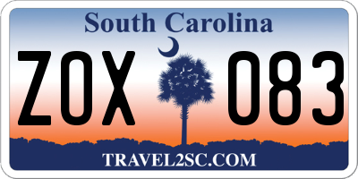 SC license plate ZOX083