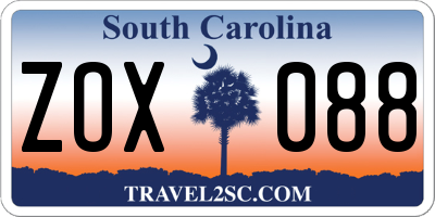 SC license plate ZOX088