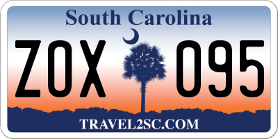 SC license plate ZOX095