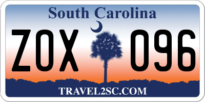 SC license plate ZOX096