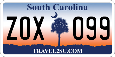 SC license plate ZOX099