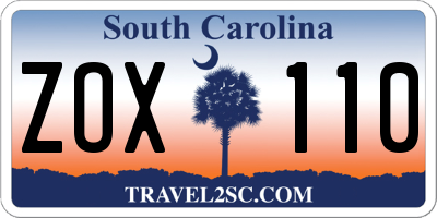 SC license plate ZOX110