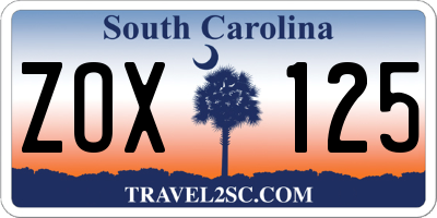 SC license plate ZOX125