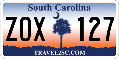 SC license plate ZOX127