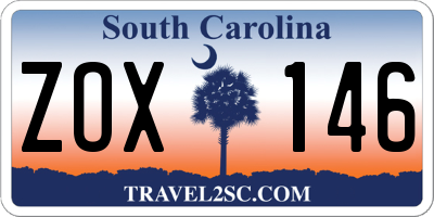 SC license plate ZOX146