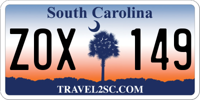 SC license plate ZOX149