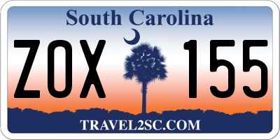 SC license plate ZOX155