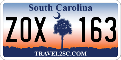 SC license plate ZOX163