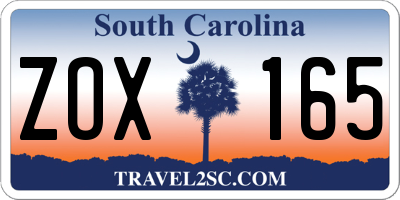 SC license plate ZOX165