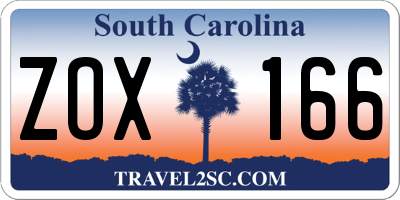 SC license plate ZOX166