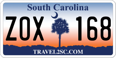 SC license plate ZOX168