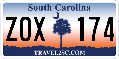 SC license plate ZOX174