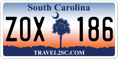 SC license plate ZOX186