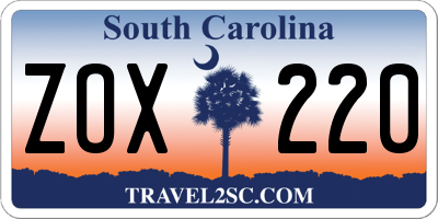 SC license plate ZOX220