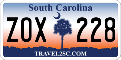 SC license plate ZOX228