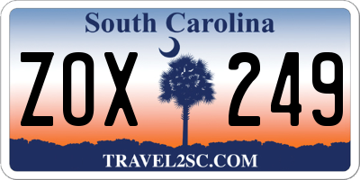 SC license plate ZOX249