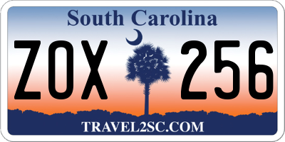 SC license plate ZOX256
