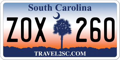 SC license plate ZOX260