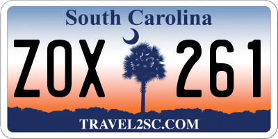 SC license plate ZOX261