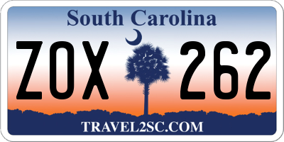 SC license plate ZOX262