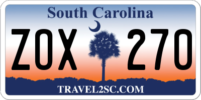 SC license plate ZOX270