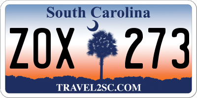 SC license plate ZOX273