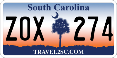 SC license plate ZOX274