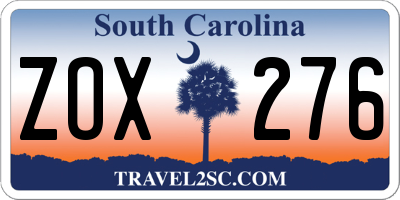 SC license plate ZOX276