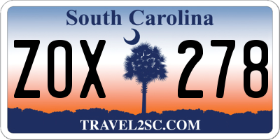SC license plate ZOX278