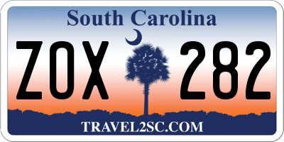 SC license plate ZOX282