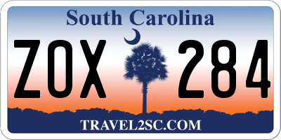 SC license plate ZOX284