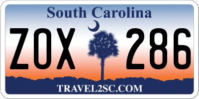 SC license plate ZOX286