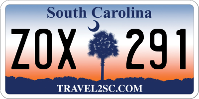 SC license plate ZOX291