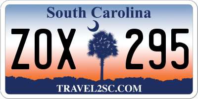 SC license plate ZOX295