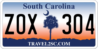 SC license plate ZOX304