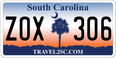 SC license plate ZOX306