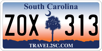 SC license plate ZOX313