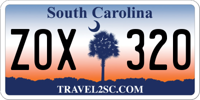 SC license plate ZOX320
