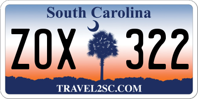 SC license plate ZOX322