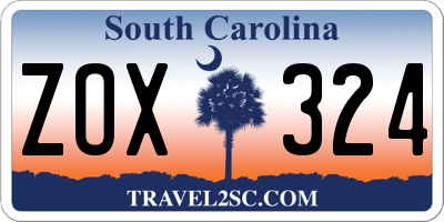 SC license plate ZOX324