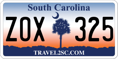SC license plate ZOX325