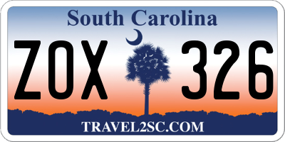 SC license plate ZOX326
