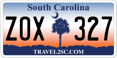 SC license plate ZOX327